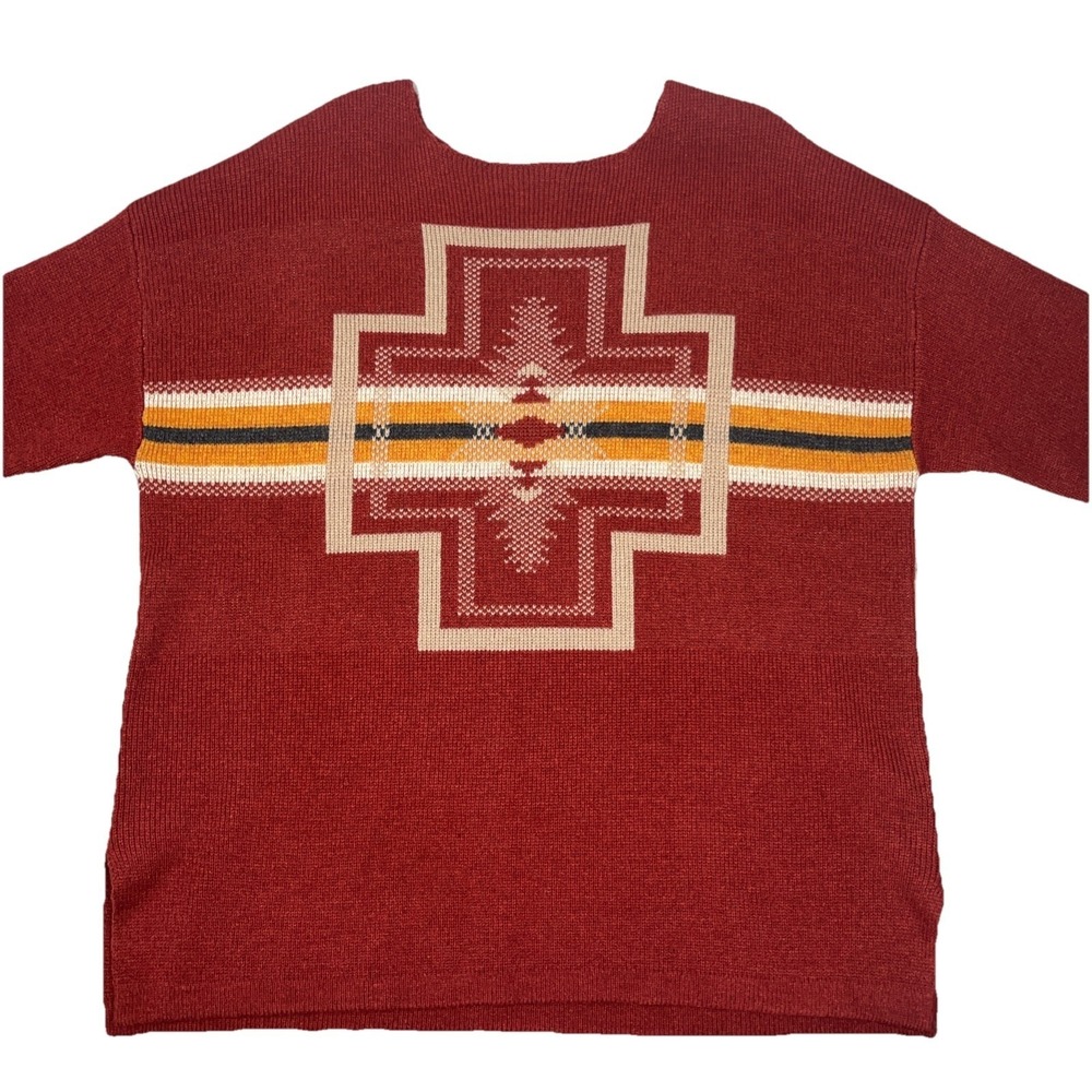 Pendleton Women's XL Sweater Red Lambswool Blend Southwest Aztec Geometric Print - Picture 3 of 13
